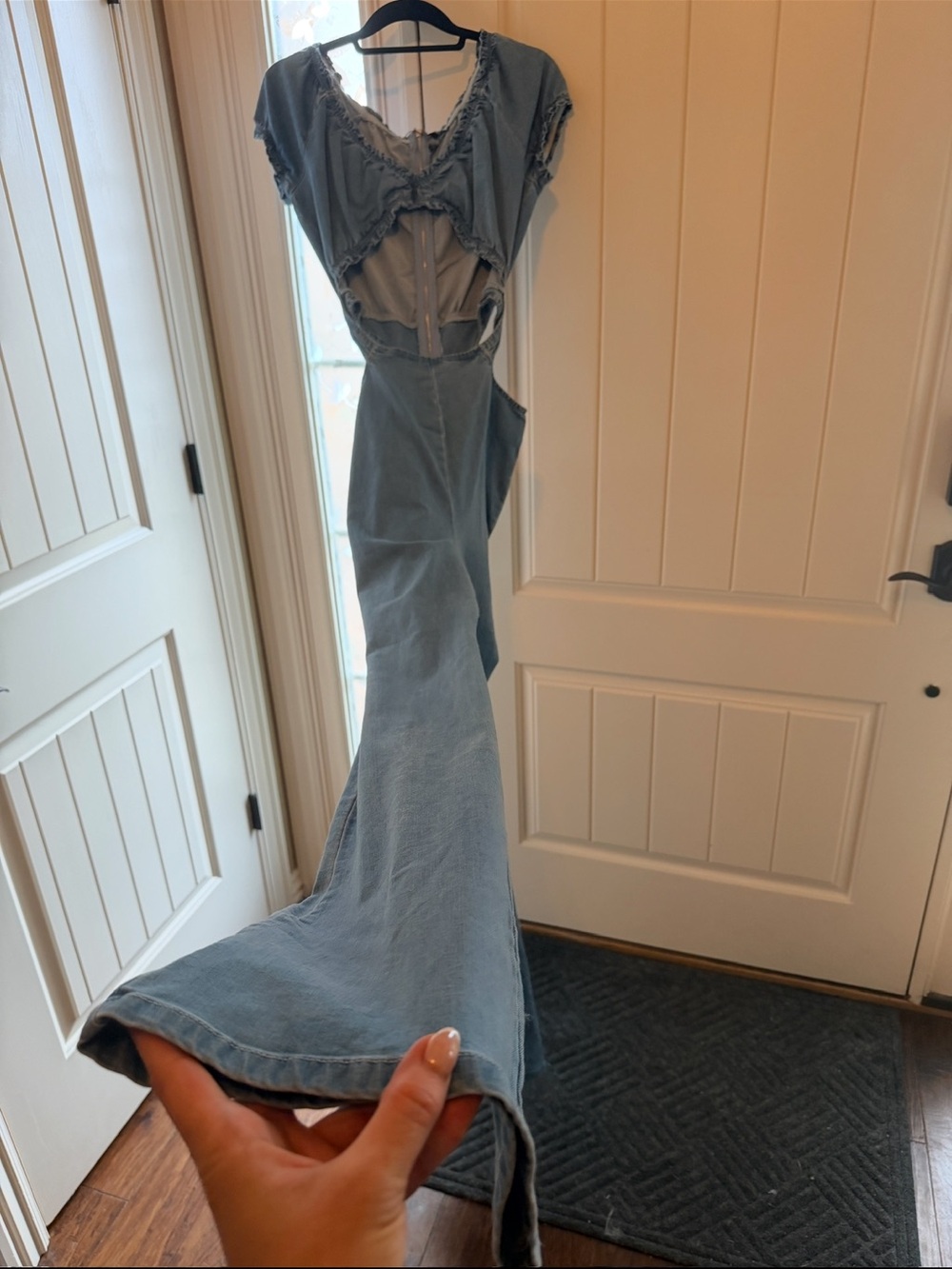 Fashion Nova Light Blue Denim Jumpsuit - Picture 4 of 5